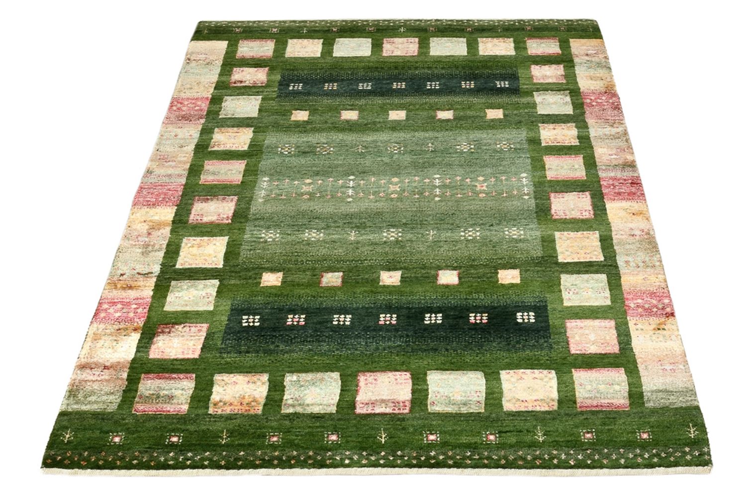 Gabbeh Teppich - Loribaft Indus - 154 x 105 cm - grün
