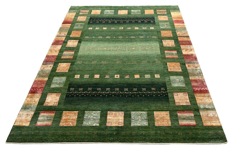 Gabbeh Teppich - Loribaft Indus - 346 x 245 cm - grün