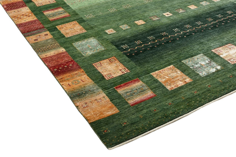 Gabbeh Teppich - Loribaft Indus - 346 x 245 cm - grün