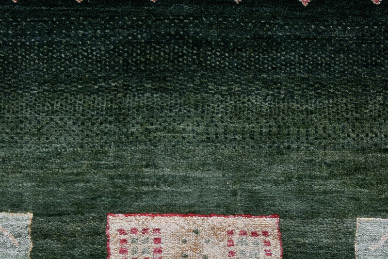 Gabbeh Teppich - Loribaft Indus - 346 x 245 cm - grün