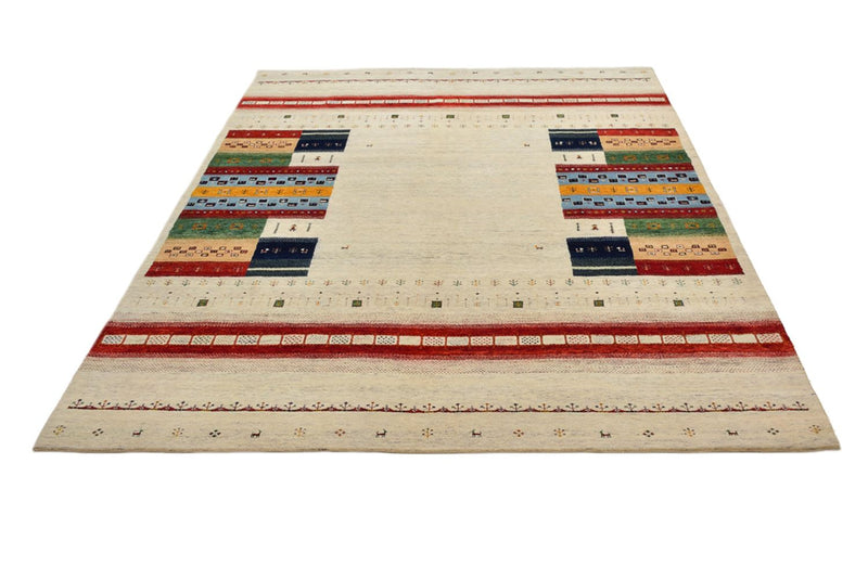 Gabbeh Teppich - Loribaft Indus - 298 x 249 cm - hellbeige