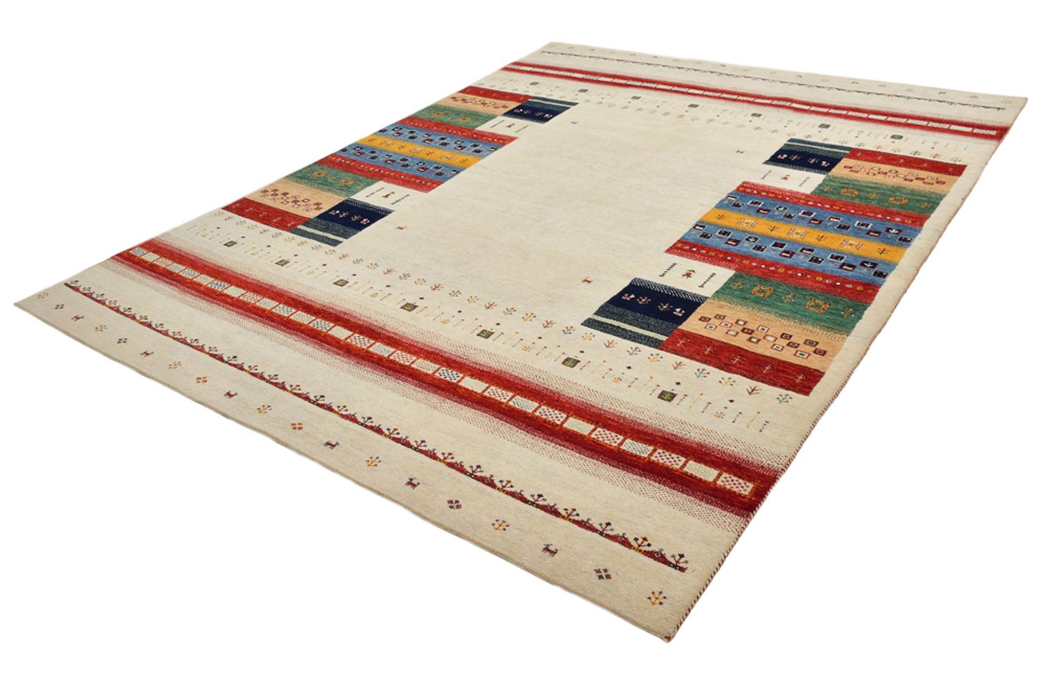 Gabbeh Teppich - Loribaft Indus - 308 x 246 cm - hellbeige