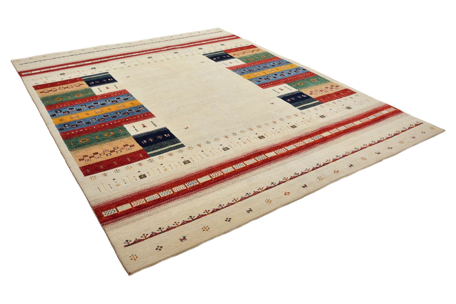 Gabbeh Teppich - Loribaft Indus - 308 x 246 cm - hellbeige