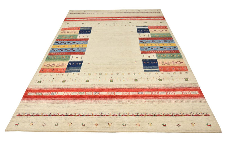 Gabbeh Teppich - Loribaft Indus - 303 x 205 cm - hellbeige