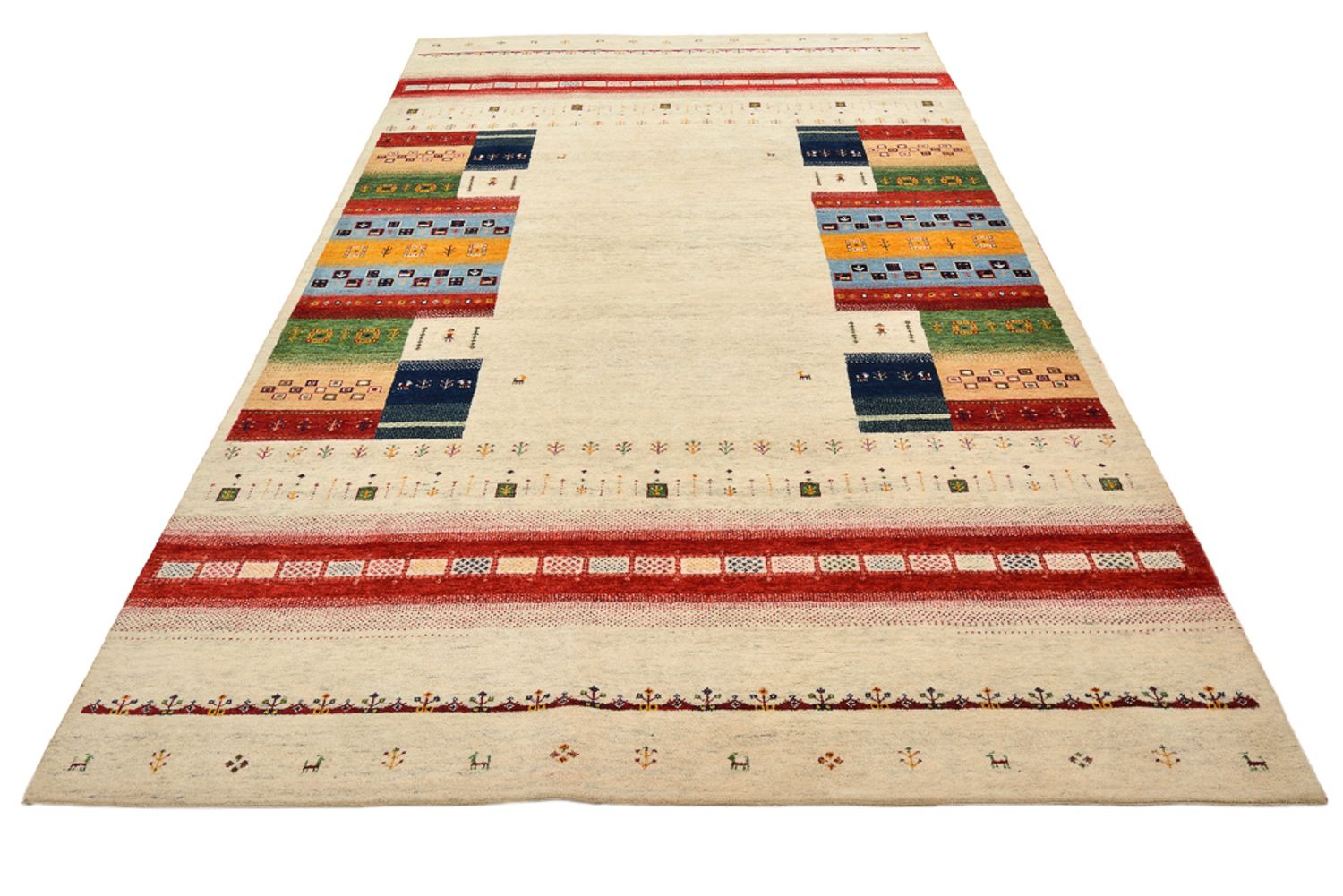 Gabbeh Teppich - Loribaft Indus - 305 x 198 cm - hellbeige