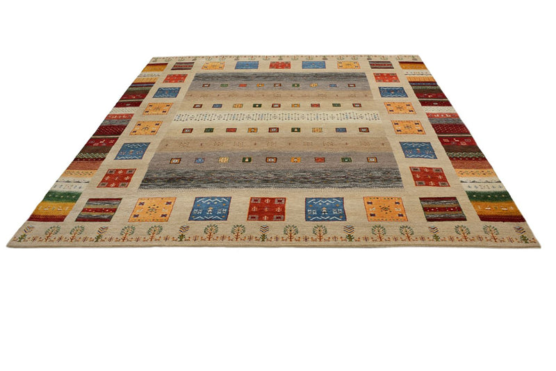 Gabbeh Teppich - Loribaft Indus quadratisch  - 256 x 250 cm - hellbeige