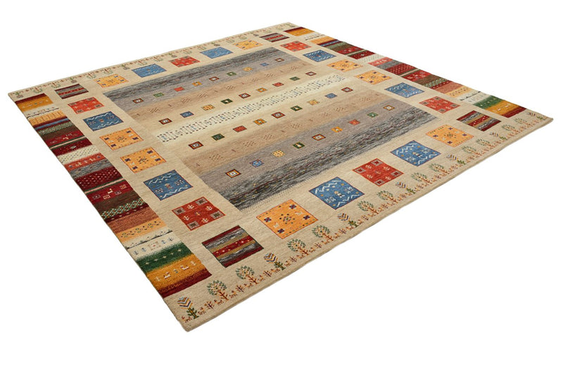 Gabbeh Teppich - Loribaft Indus quadratisch  - 256 x 250 cm - hellbeige