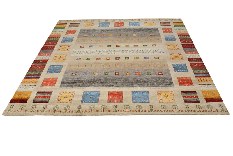 Gabbeh Teppich - Loribaft Indus quadratisch  - 256 x 250 cm - hellbeige