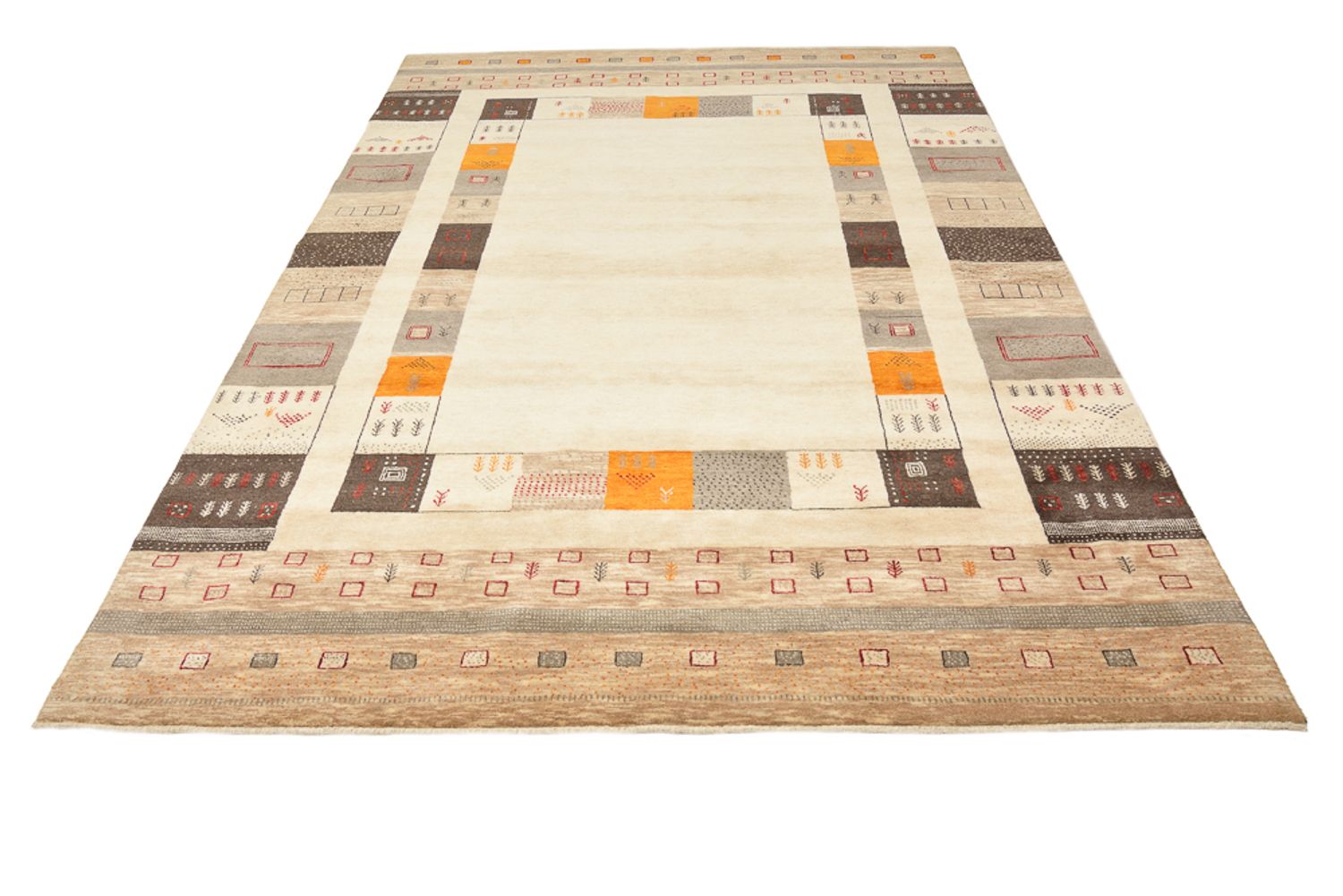 Gabbeh Teppich - Loribaft Indus - 281 x 203 cm - hellbeige