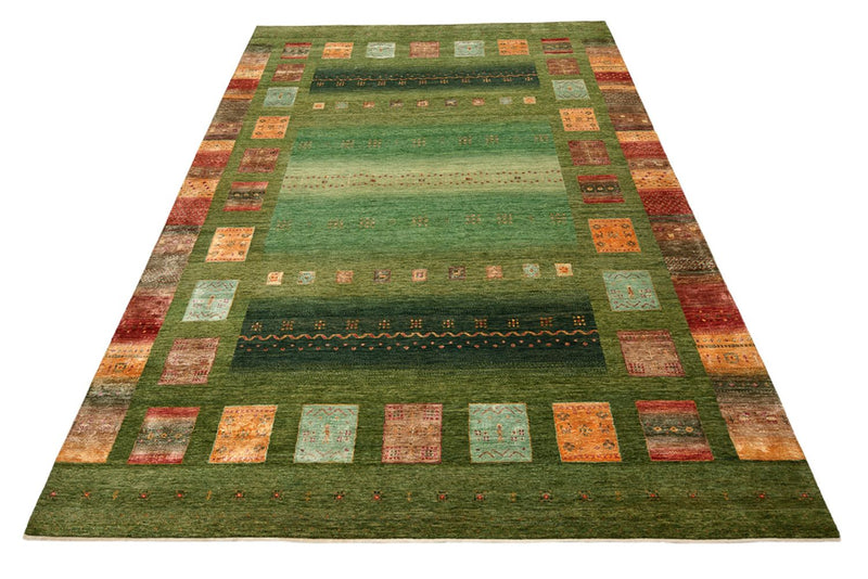 Gabbeh Teppich - Loribaft Indus - 303 x 244 cm - grün