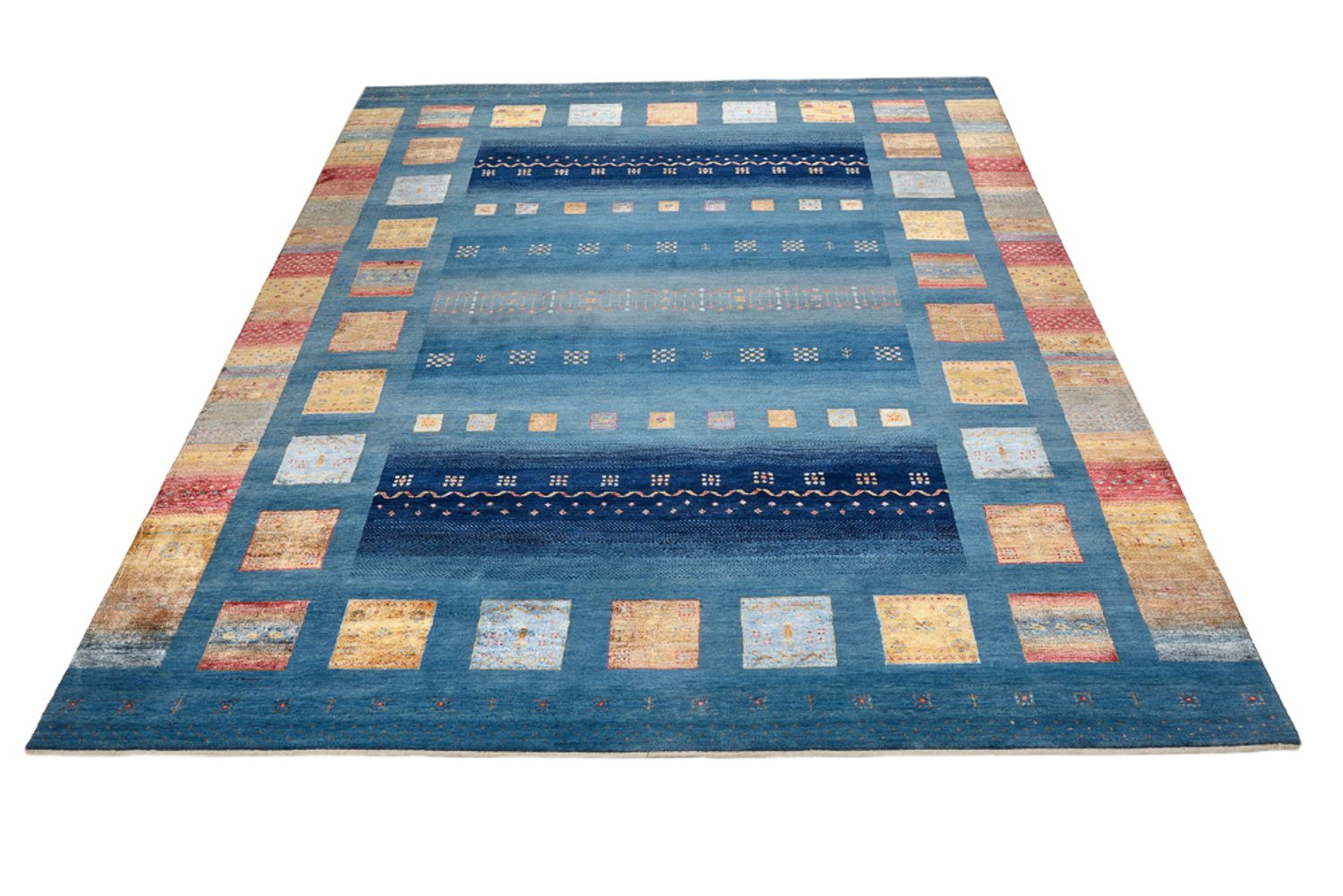Gabbeh Teppich - Loribaft Indus - 338 x 249 cm - blau