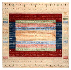 Gabbeh Teppich - Loribaft Indus quadratisch  - 253 x 246 cm - mehrfarbig