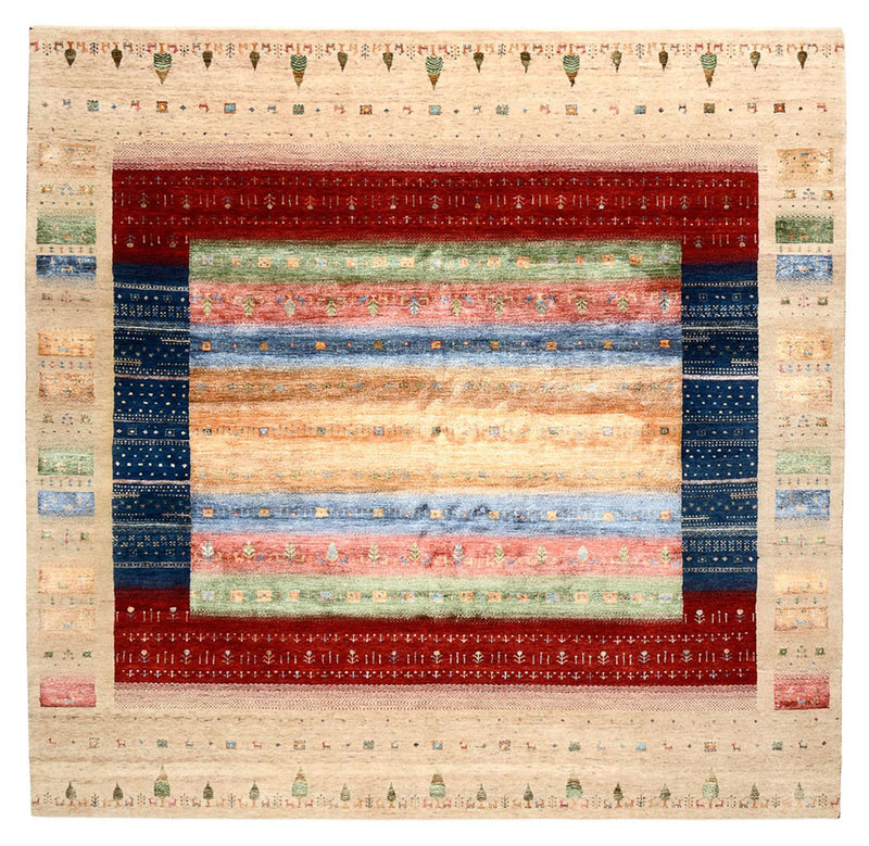 Gabbeh Teppich - Loribaft Indus quadratisch  - 253 x 246 cm - mehrfarbig