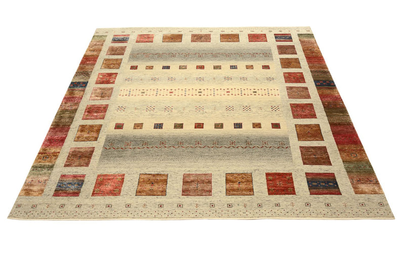 Gabbeh Teppich - Loribaft Indus quadratisch  - 254 x 251 cm - hellbeige