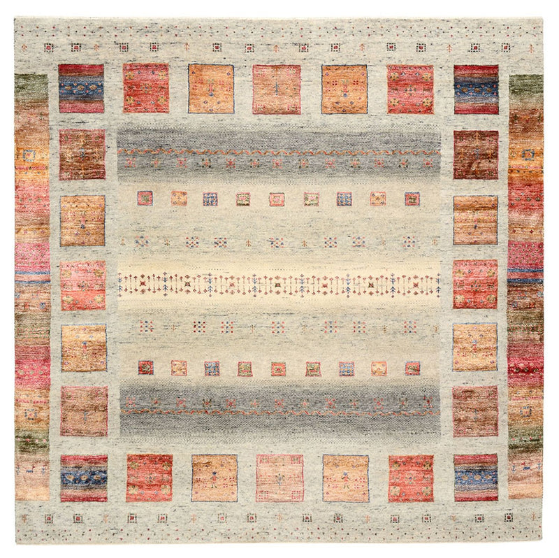Gabbeh Teppich - Loribaft Indus quadratisch  - 202 x 199 cm - hellbeige