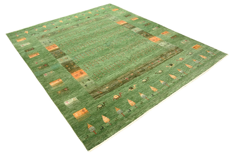 Gabbeh Teppich - Loribaft Indus - 246 x 206 cm - grün