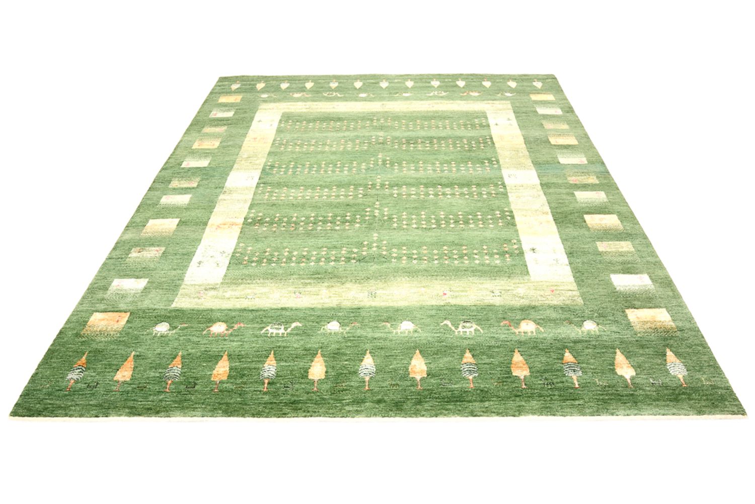 Gabbeh Teppich - Loribaft Indus - 246 x 206 cm - grün