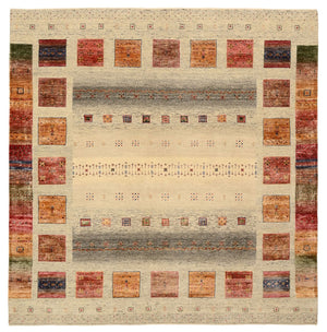 Gabbeh Teppich - Loribaft Indus quadratisch  - 206 x 204 cm - dunkelbeige
