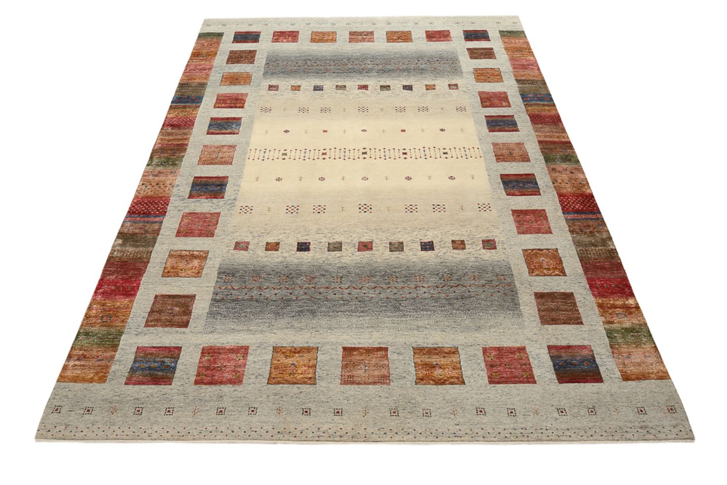 Gabbeh Teppich - Loribaft Indus - 354 x 248 cm - dunkelbeige