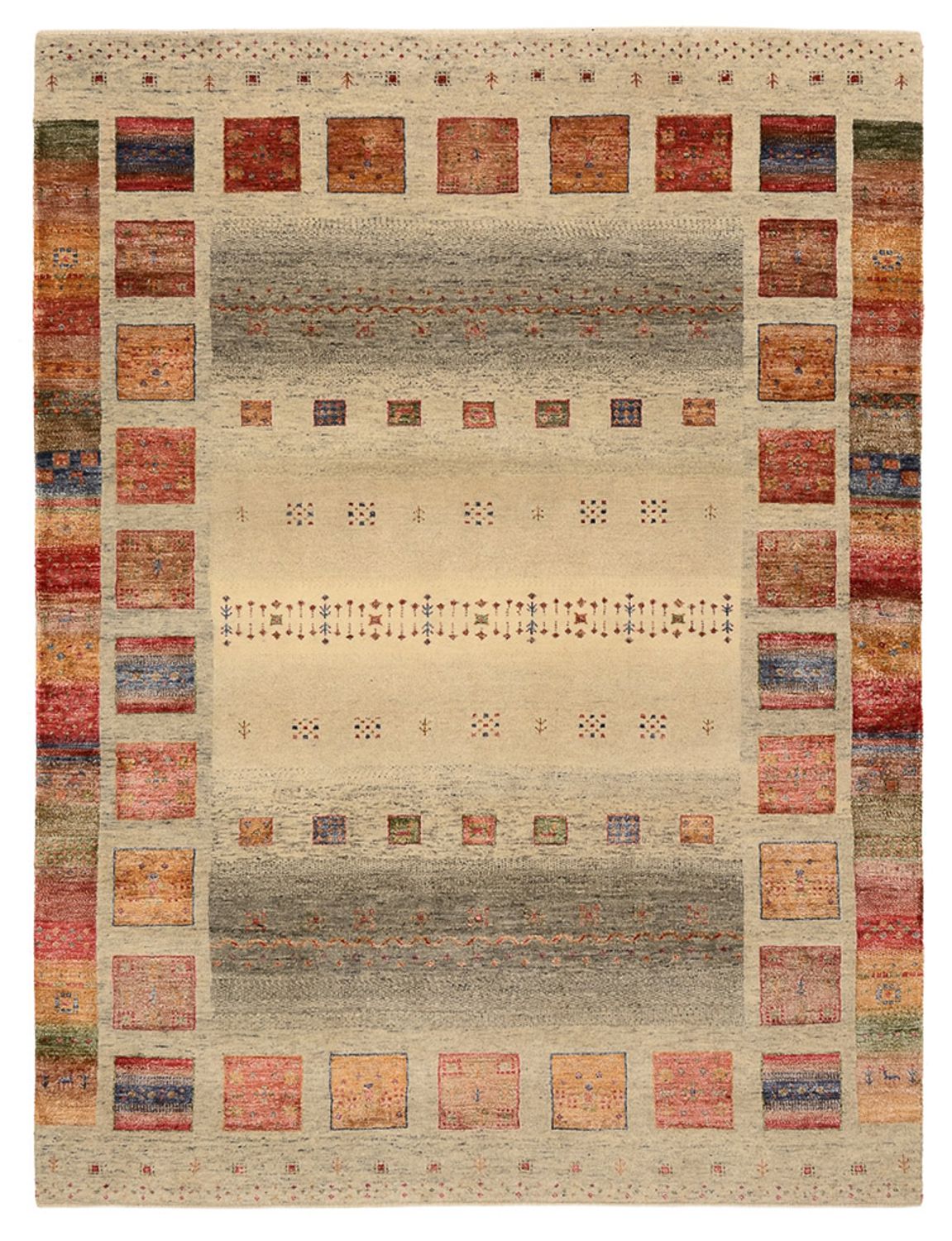 Gabbeh Teppich - Loribaft Indus - 204 x 154 cm - dunkelbeige