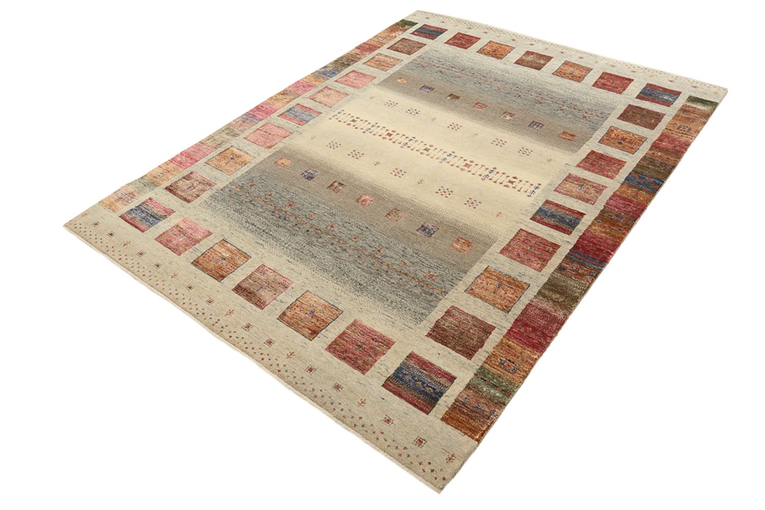 Gabbeh Teppich - Loribaft Indus - 205 x 157 cm - dunkelbeige