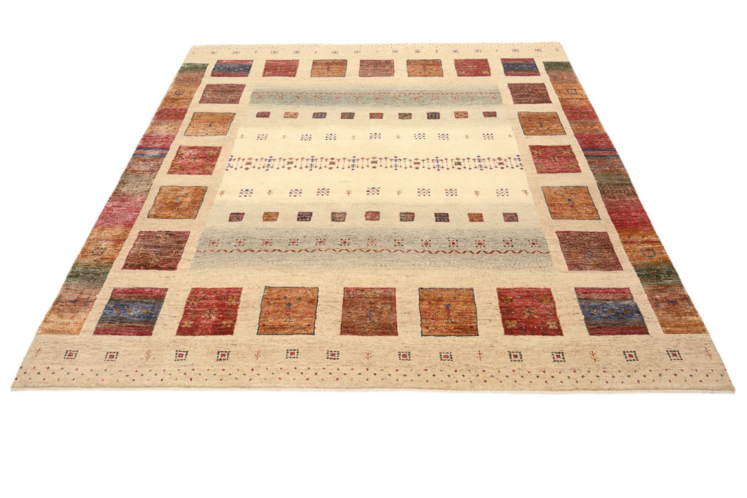 Gabbeh Teppich - Loribaft Indus quadratisch  - 206 x 204 cm - dunkelbeige
