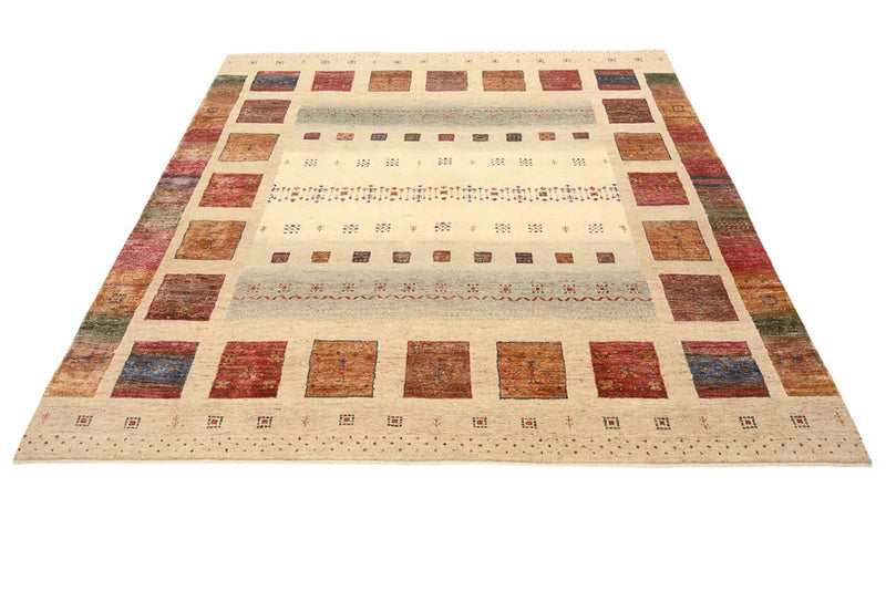 Gabbeh Teppich - Loribaft Indus quadratisch  - 206 x 204 cm - dunkelbeige