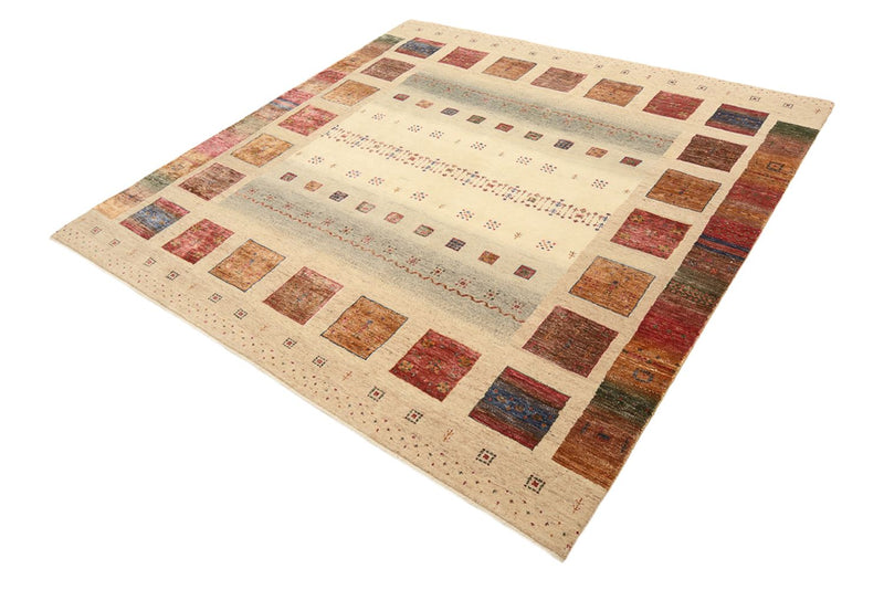 Gabbeh Teppich - Loribaft Indus quadratisch  - 206 x 204 cm - dunkelbeige
