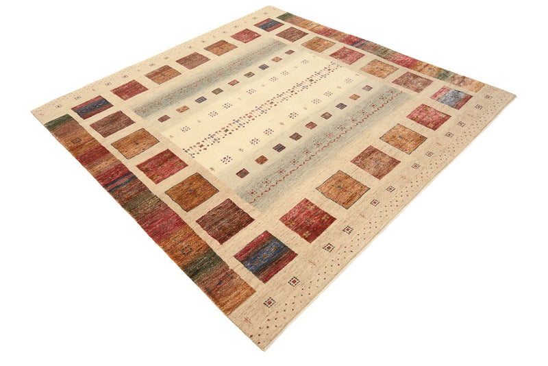 Gabbeh Teppich - Loribaft Indus quadratisch  - 206 x 204 cm - dunkelbeige