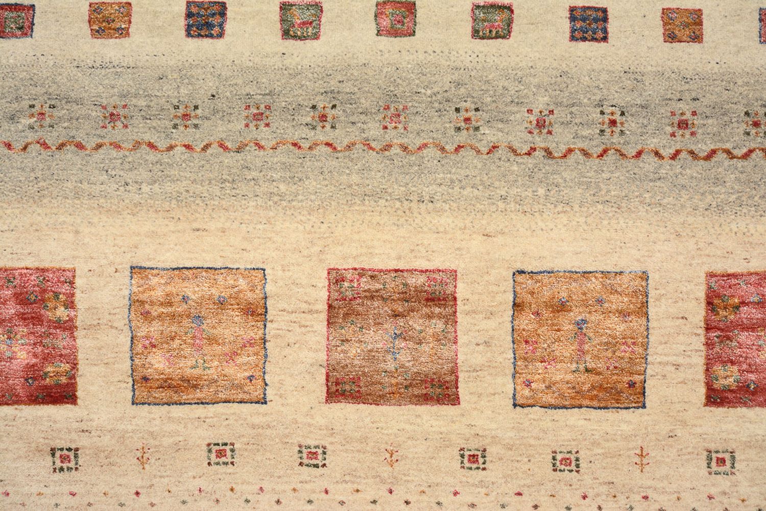 Gabbeh Teppich - Loribaft Indus quadratisch  - 206 x 204 cm - dunkelbeige