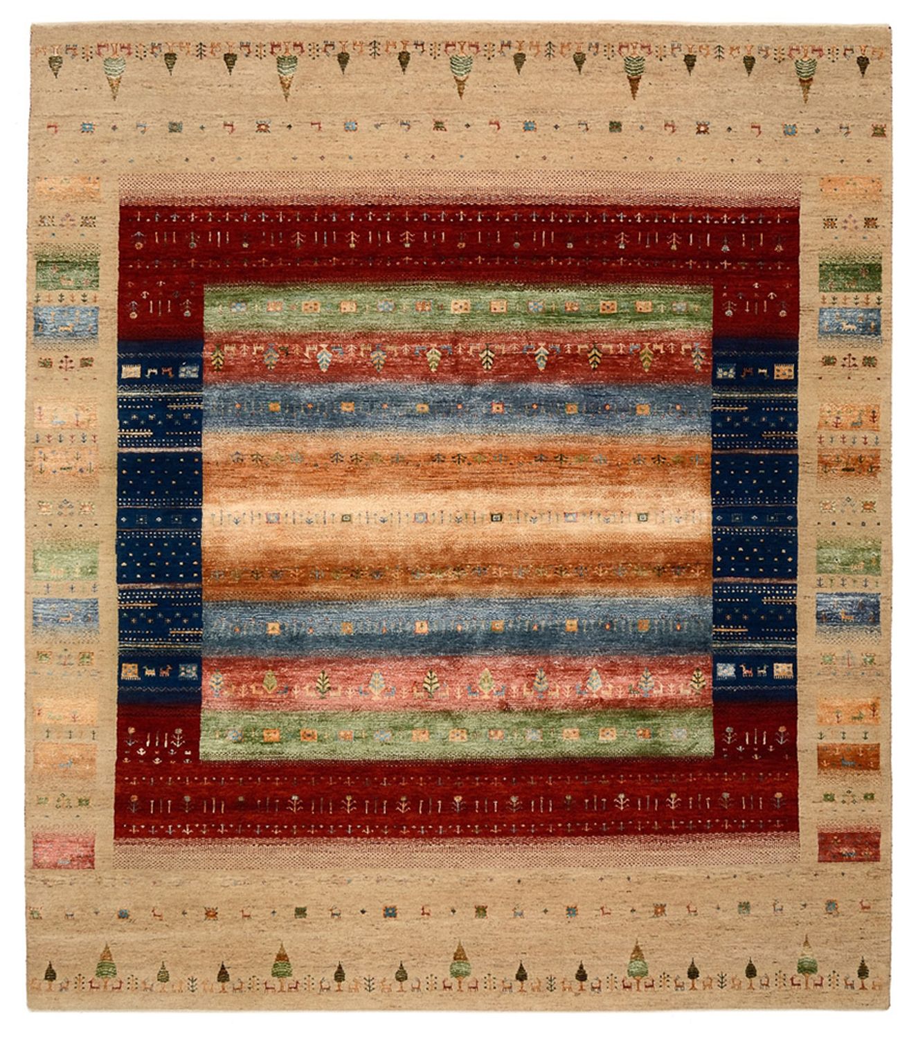 Gabbeh Teppich - Loribaft Indus - 236 x 205 cm - mehrfarbig