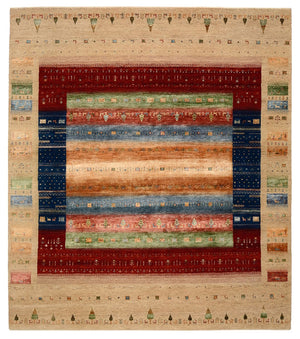 Gabbeh Teppich - Loribaft Indus - 236 x 205 cm - mehrfarbig