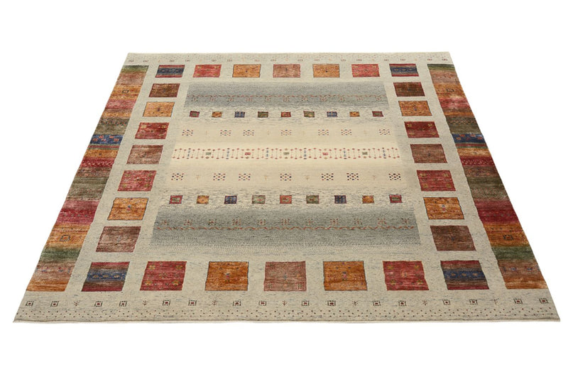 Gabbeh Teppich - Loribaft Indus quadratisch  - 249 x 248 cm - dunkelbeige