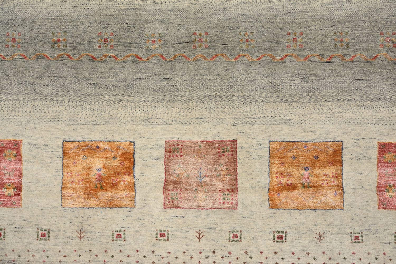 Gabbeh Teppich - Loribaft Indus quadratisch  - 249 x 248 cm - dunkelbeige