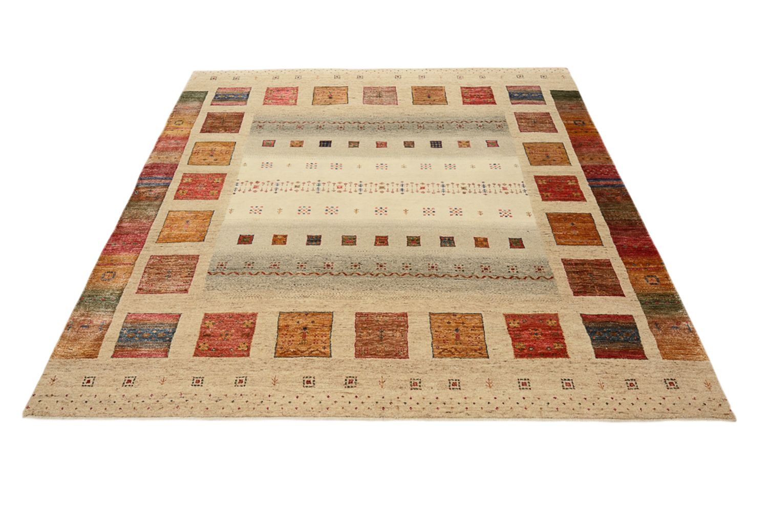 Gabbeh Teppich - Loribaft Indus quadratisch  - 205 x 203 cm - mehrfarbig