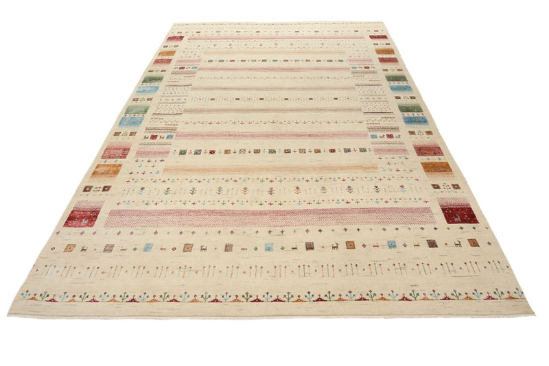 Gabbeh Teppich - Loribaft Indus - 304 x 203 cm - hellbeige