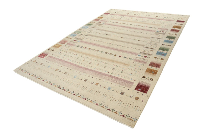 Gabbeh Teppich - Loribaft Indus - 304 x 203 cm - hellbeige