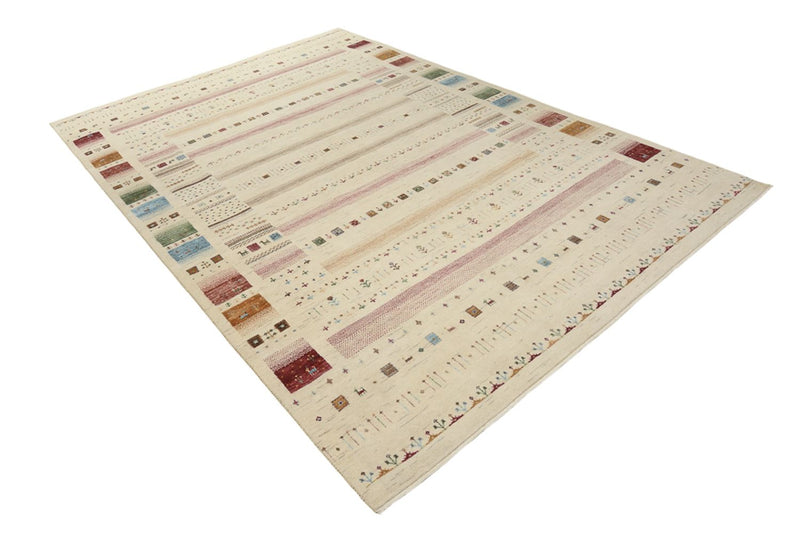 Gabbeh Teppich - Loribaft Indus - 304 x 203 cm - hellbeige