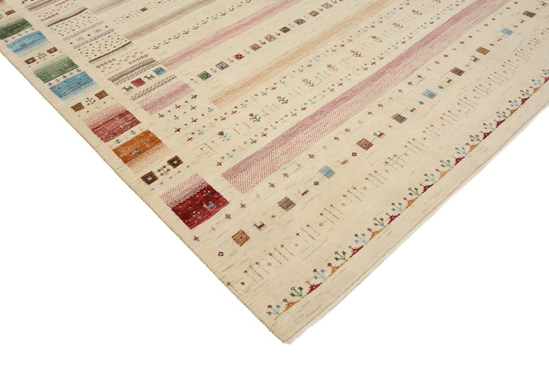 Gabbeh Teppich - Loribaft Indus - 304 x 203 cm - hellbeige