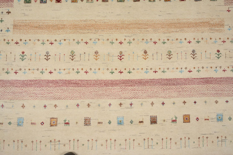 Gabbeh Teppich - Loribaft Indus - 304 x 203 cm - hellbeige