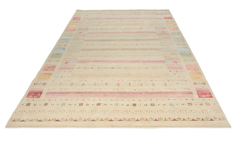 Gabbeh Teppich - Loribaft Indus - 304 x 203 cm - hellbeige