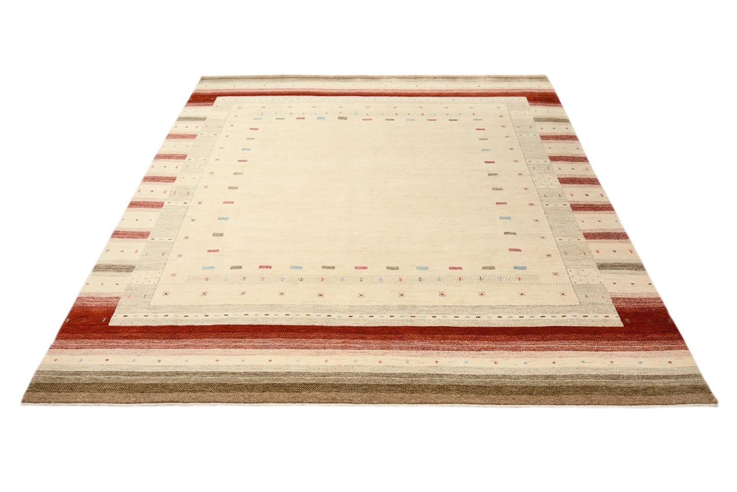 Gabbeh Teppich - Loribaft Indus - 300 x 254 cm - hellbeige