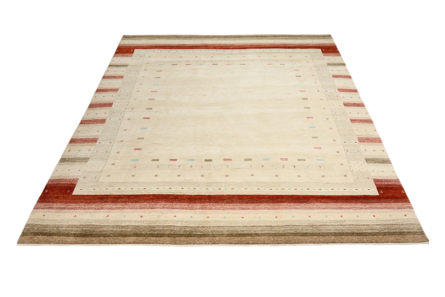 Gabbeh Teppich - Loribaft Indus - 300 x 254 cm - hellbeige