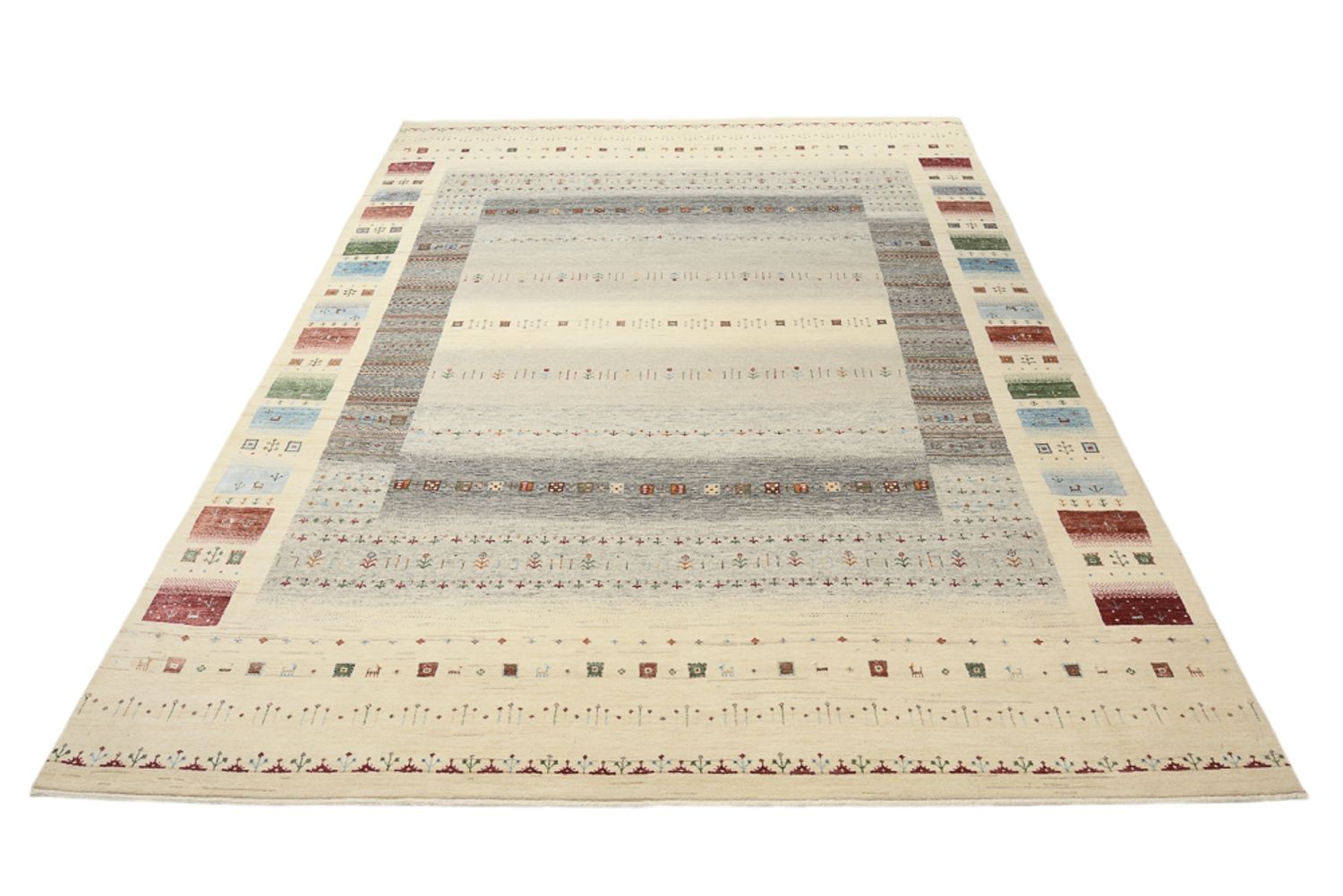 Gabbeh Teppich - Loribaft Indus - 351 x 248 cm - hellbeige