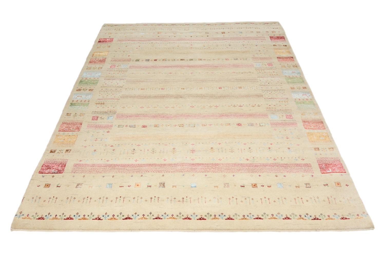 Gabbeh Teppich - Loribaft Indus - 239 x 174 cm - hellbeige
