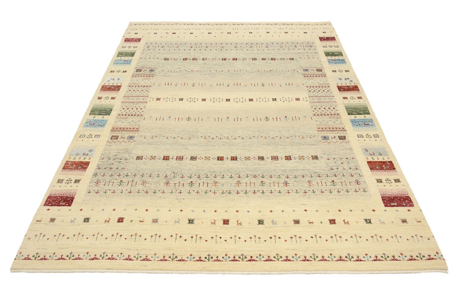 Gabbeh Teppich - Loribaft Indus - 241 x 172 cm - dunkelbeige