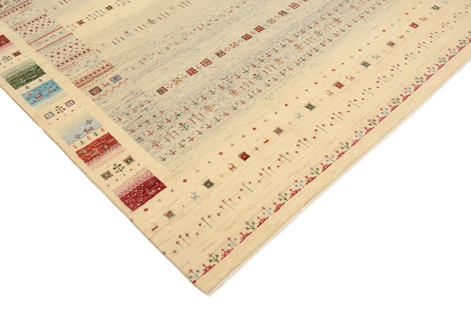 Gabbeh Teppich - Loribaft Indus - 241 x 172 cm - dunkelbeige