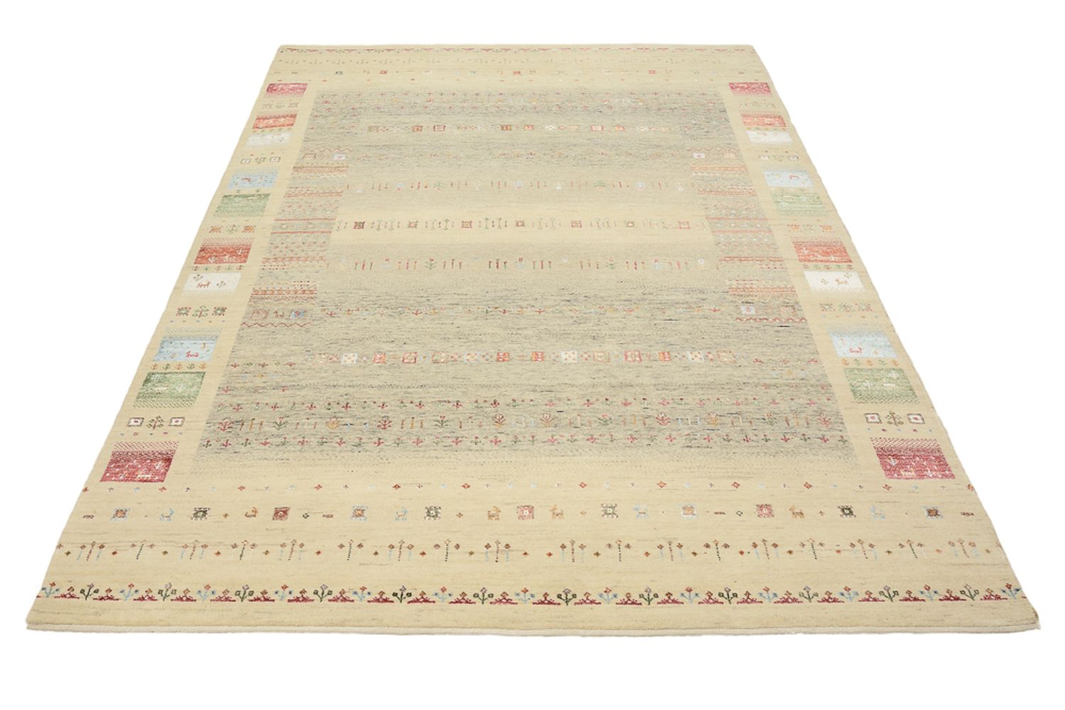 Gabbeh Teppich - Loribaft Indus - 241 x 172 cm - dunkelbeige