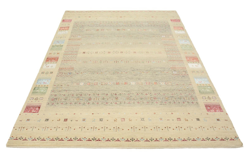 Gabbeh Teppich - Loribaft Indus - 241 x 172 cm - dunkelbeige