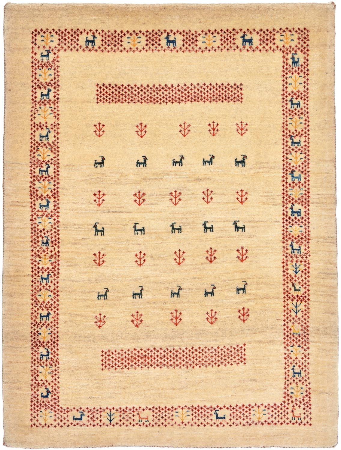 Gabbeh Teppich - Loribaft Perser 113 x 84 cm - beige